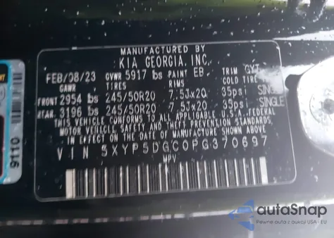 2023 Kia Telluride Sx Prestige z USA, uszkodzony, nr VIN 5XYP5DGC0PG370697